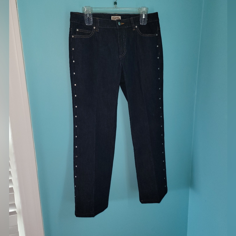 Michael Kors Dark Blue Studded Boot Cut Jeans Sz. 8